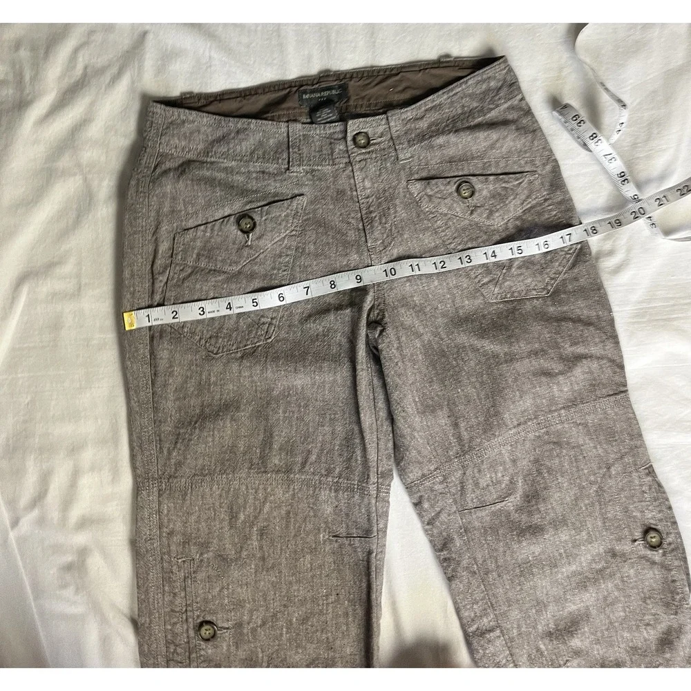 Banana Republic Brown Cargo Pants Size 2 Linen‎ & Cotton Blend